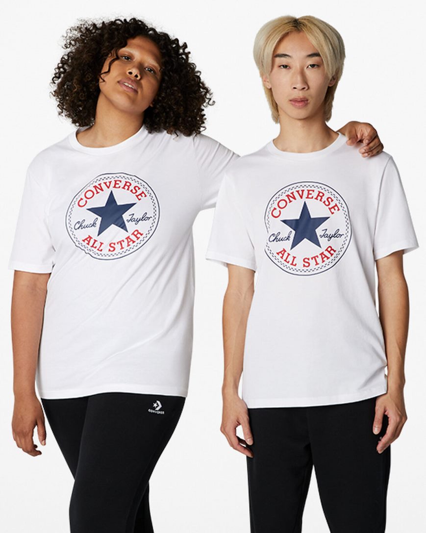 T-Shirts Converse Go-To Chuck Taylor Klasické Patch Standard Fit Panske Biele | SK HLCZF6